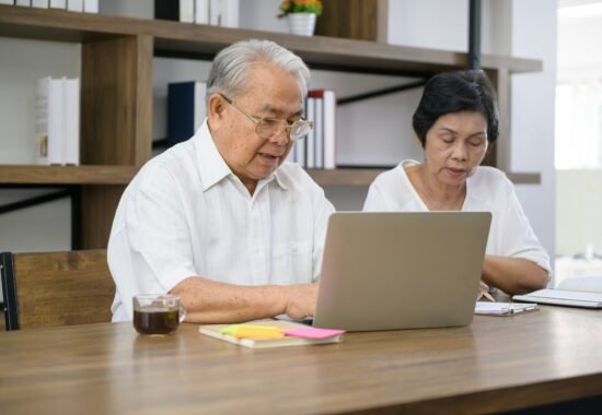 Older people using laptop
