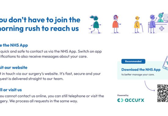 Poster for new Total Triage online consultation tool that helps patient beat the morning rush.